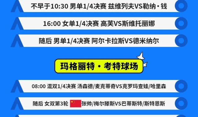 开云体育官网-澳网1/4决赛今日开战：阿卡大战德米纳尔 张帅出战女双第三轮